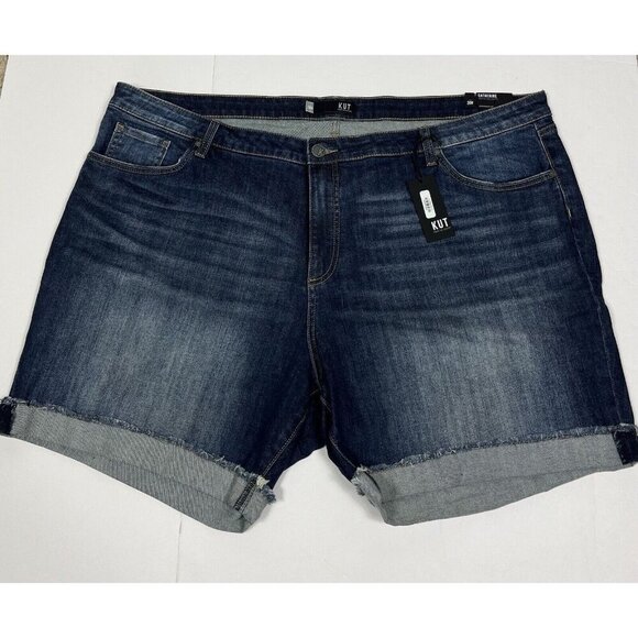 Kut From The Kloth Denim Short Women 26 Blue Catherine Boyfriend Cuffed Stretch - Picture 1 of 8